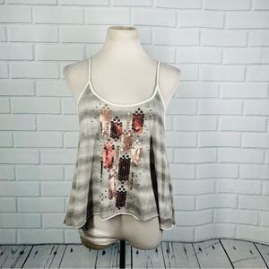10/$25🦋 Decree Gray & Bronze Sequin Cropped Camisole - Size Medium